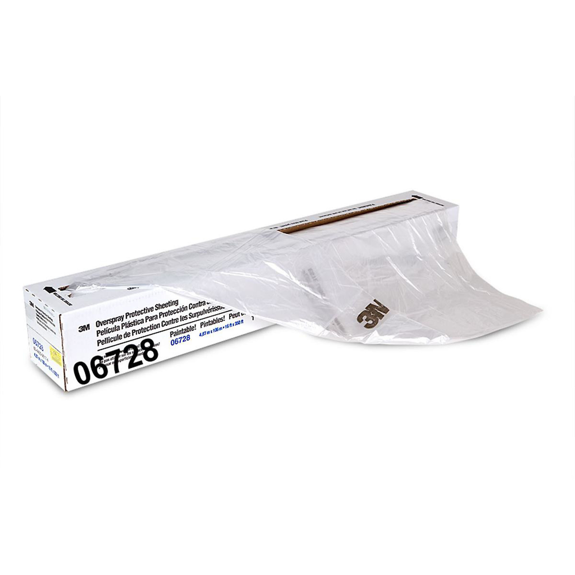 3M Overspray Protective Sheeting — 16ft. x 400ft., Tear-Resistant, 0.4 mil, Clear, Model# MMM6728